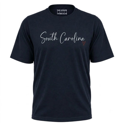South Carolina Cursive Script Red Heart Graphic Shirt
