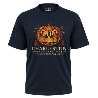South Carolina Charleston Carved Pumpkin Skyline Halloween Shirt