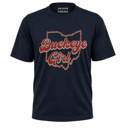 Ohio Buckeye Girl State Outline Pride Shirt