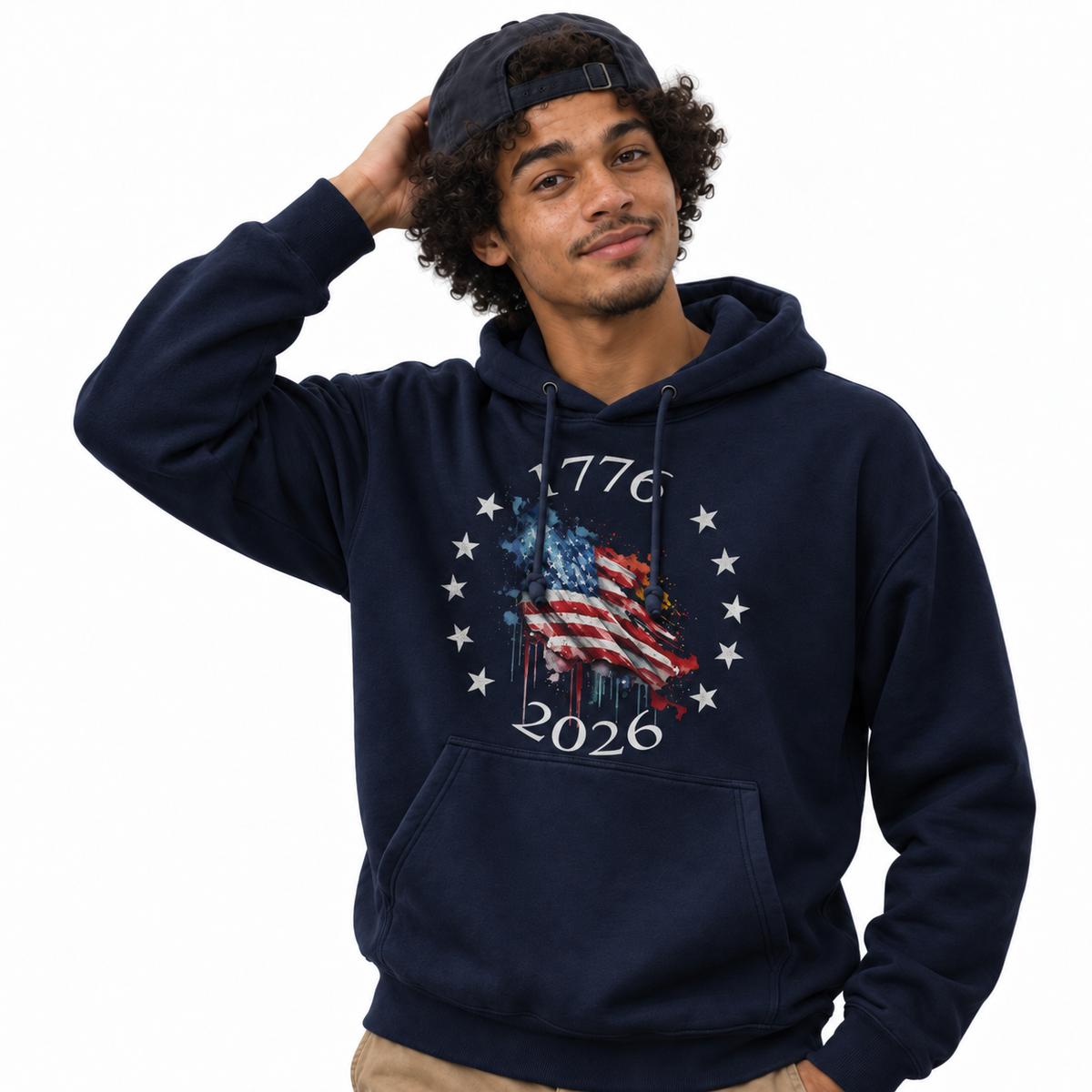 America 250th 1776 2026 Watercolor Flag Hoodie
