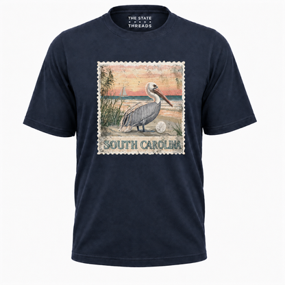 South Carolina Vintage Pelican Beach Stamp Shirt
