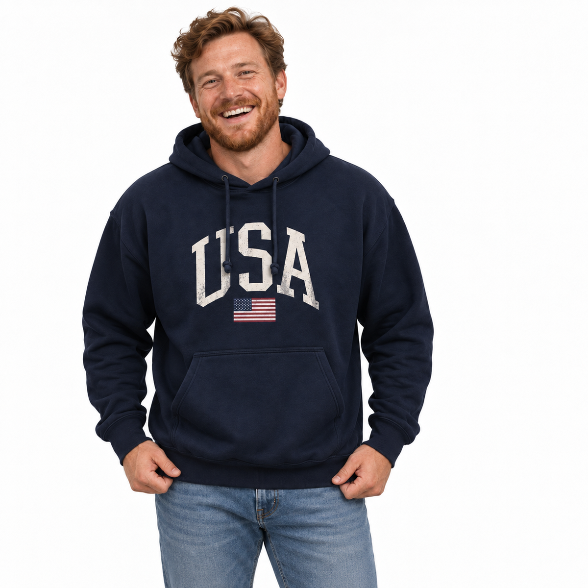 America USA Vintage Flag Distressed Hoodie