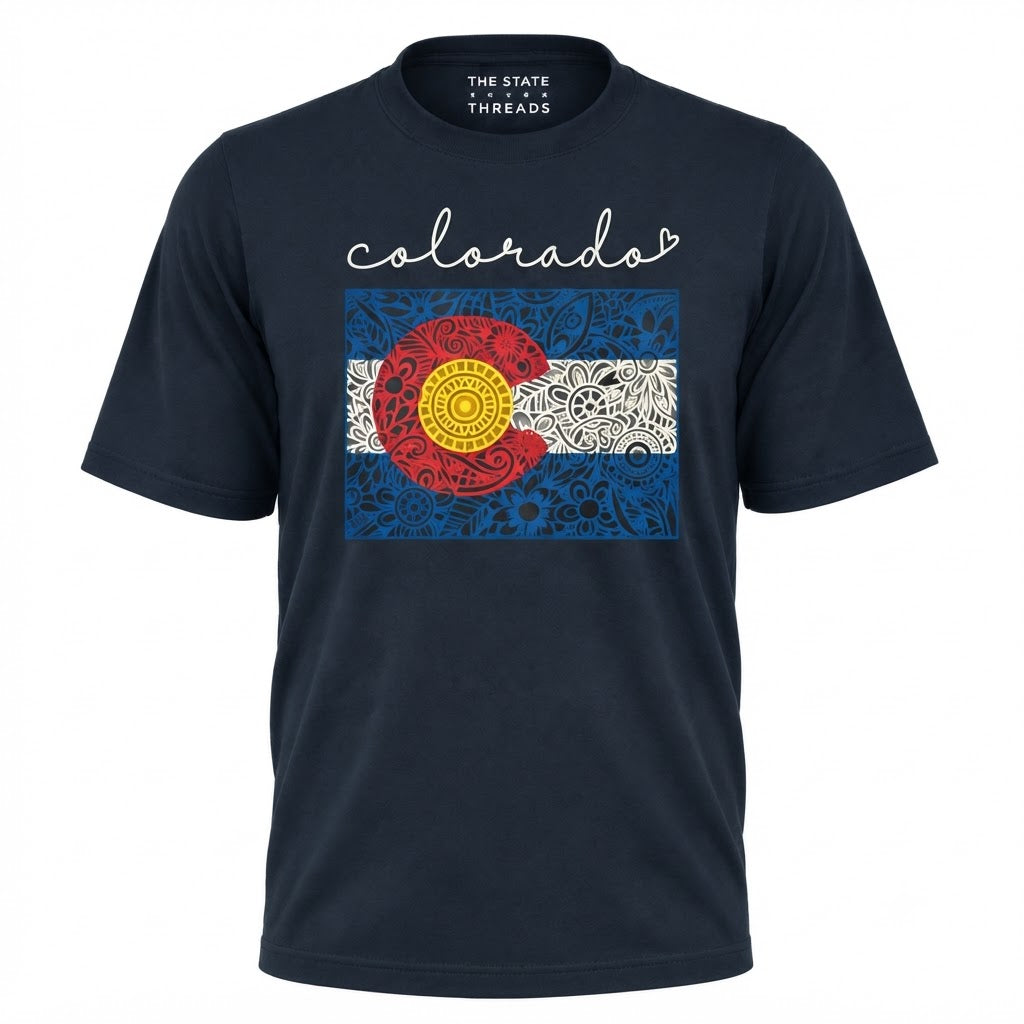 Colorado State Flag Floral Doodle Art Shirt