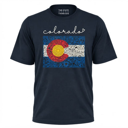 Colorado State Flag Floral Doodle Art Shirt