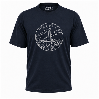 Maine Lighthouse Coastal Line Art Shirt