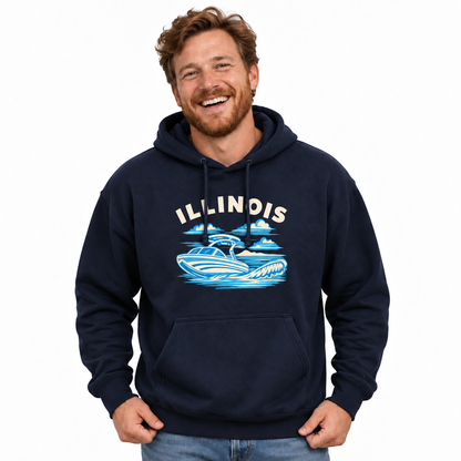 Illinois Speedboat Lake Life Vintage Hoodie