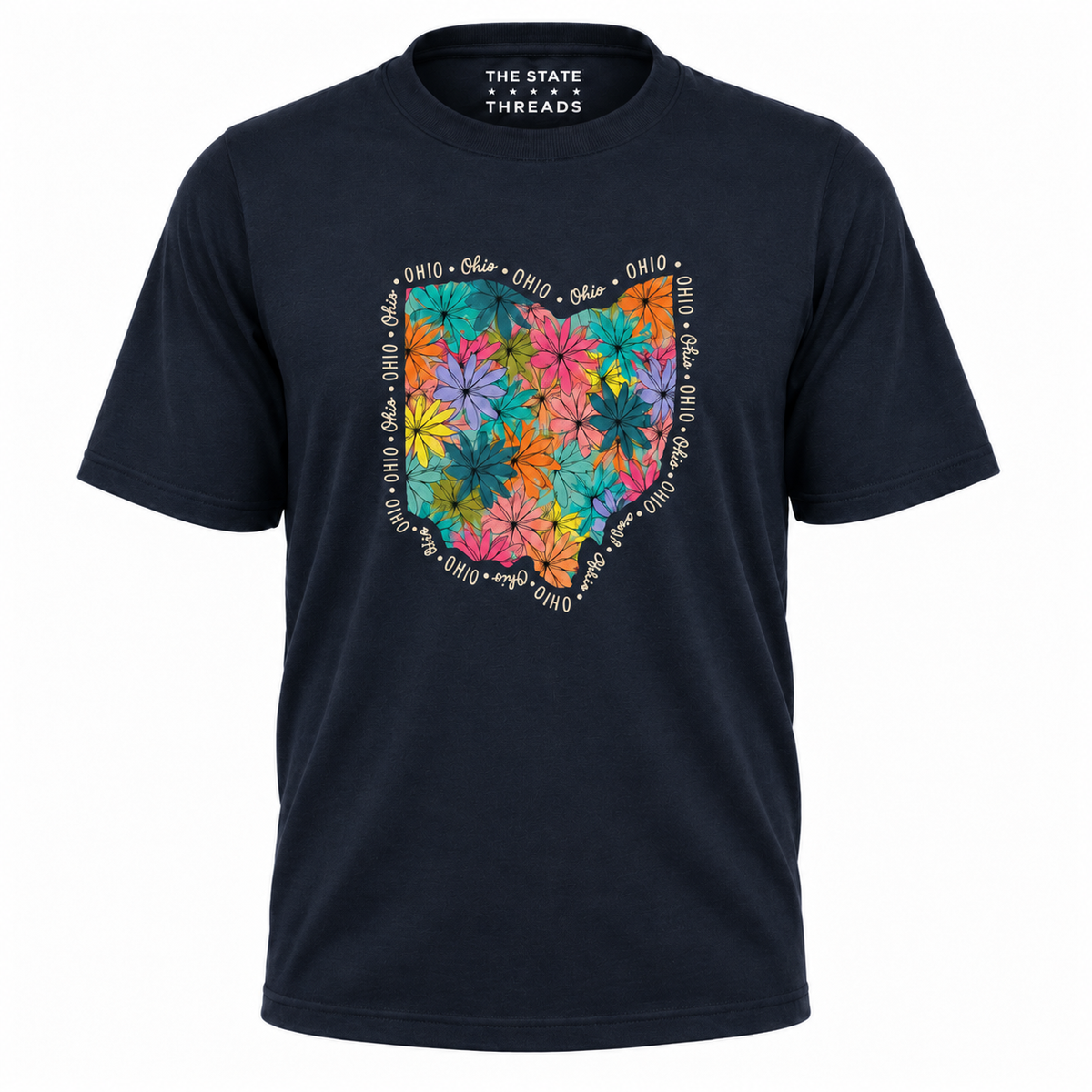 Ohio Floral State Outline Colorful Botanical Shirt