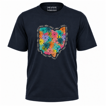 Ohio Floral State Outline Colorful Botanical Shirt