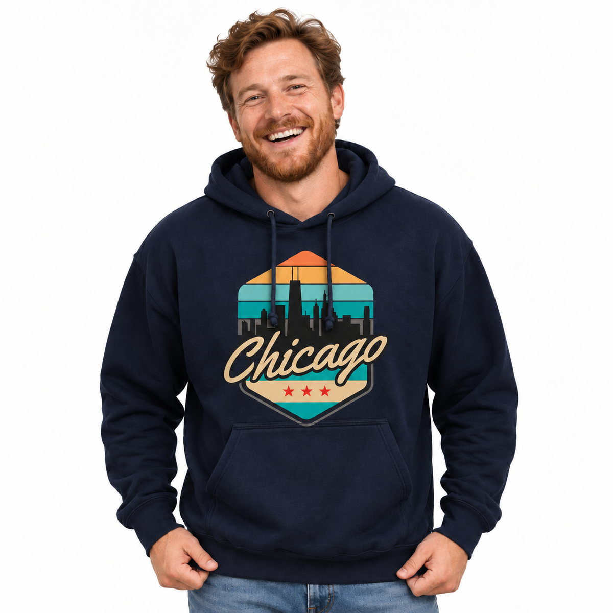 Chicago Retro Sunset Skyline Hoodie