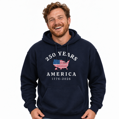 America 250 Years Map Flag Hoodie