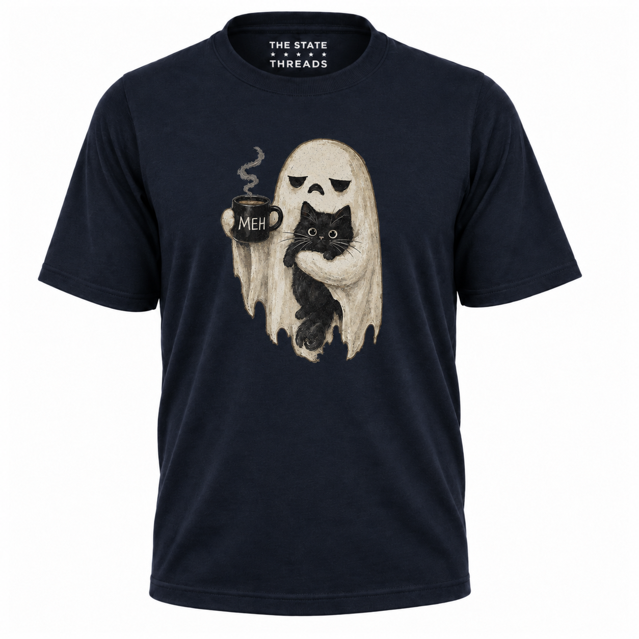 America Ghost Black Cat Coffee Halloween Spooky Shirt