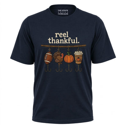 America Reel Thankful Thanksgiving Fishing Graphic Shirt