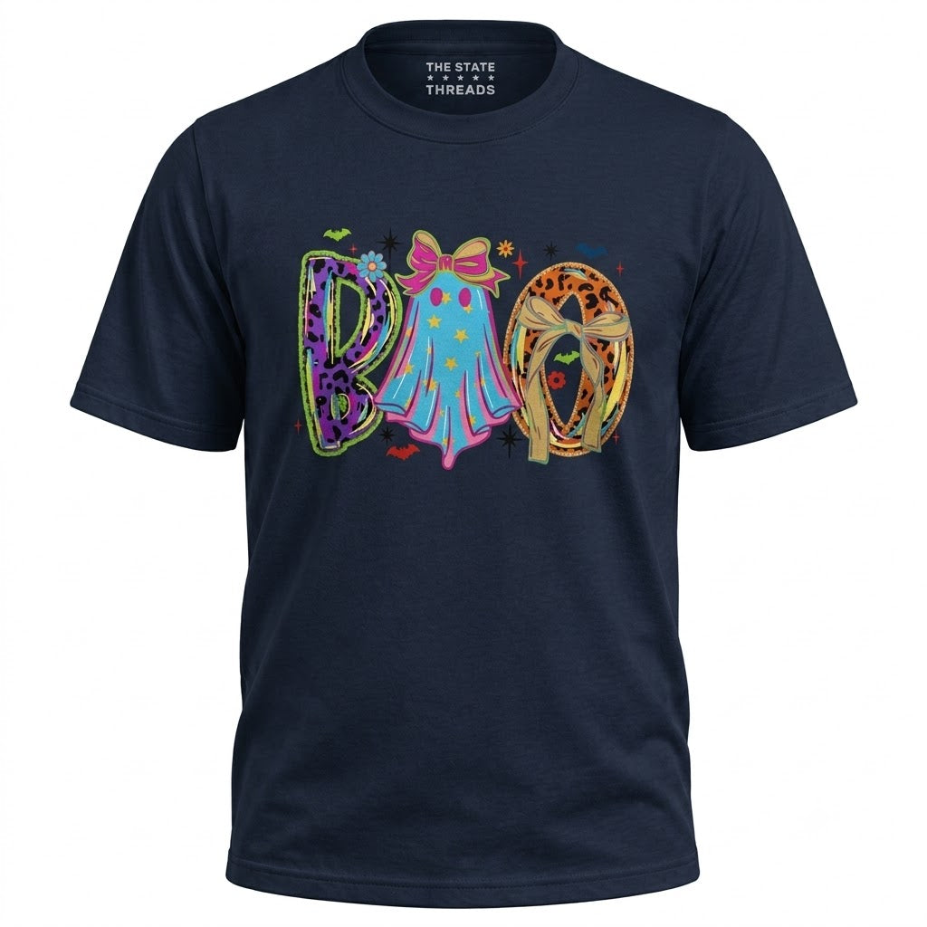 America Coquette Ghost Boo Neon Leopard Halloween Shirt