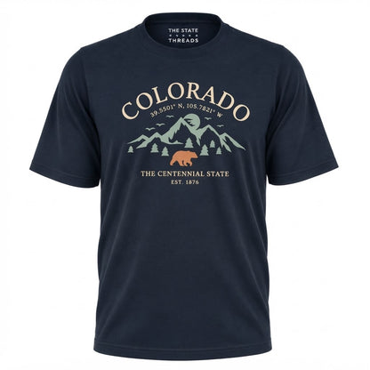 Colorado Centennial State Mountains Bear Graphic Shirt