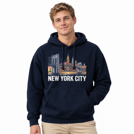 New York City Skyline Brooklyn Bridge Hoodie