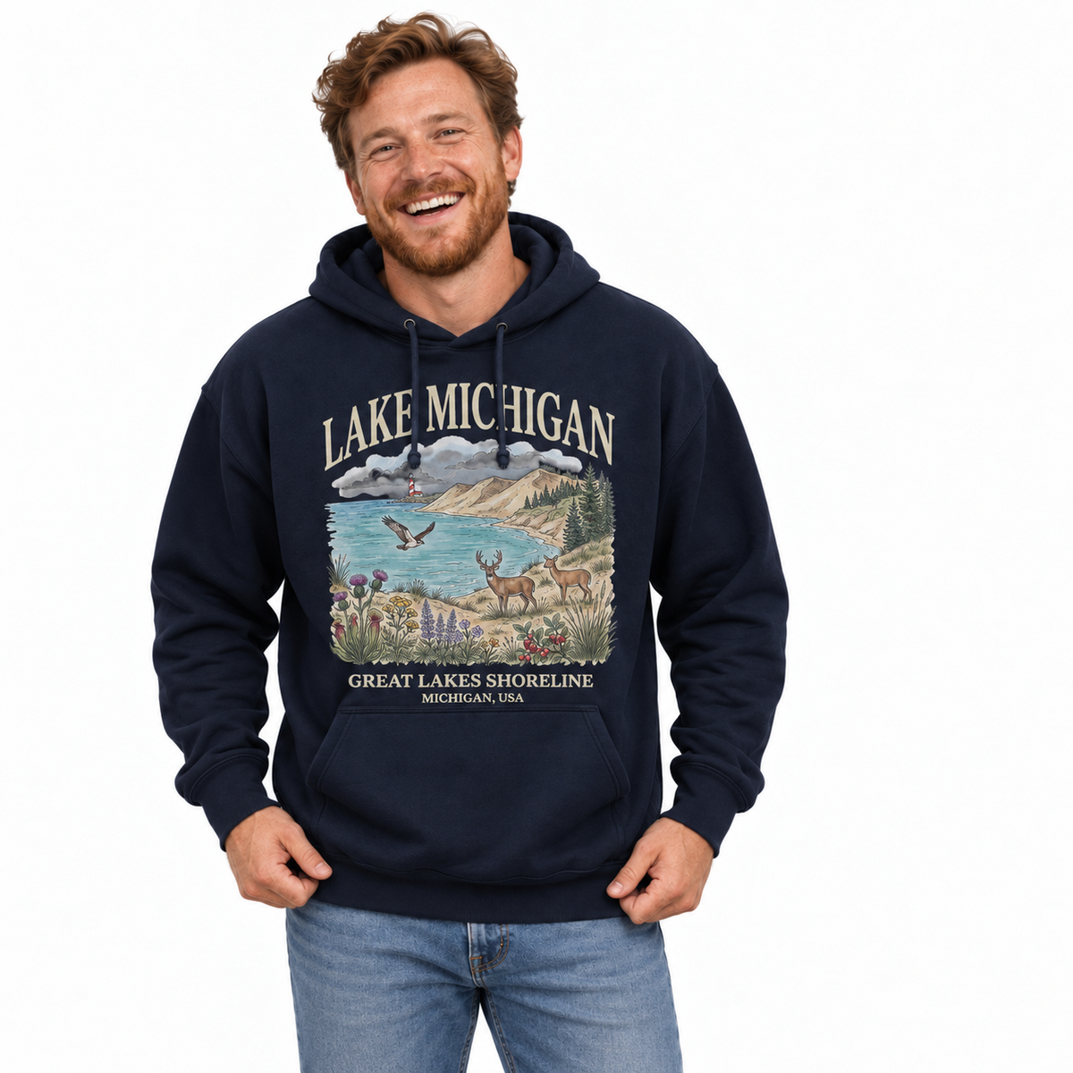 Lake Michigan Great Lakes Shoreline Hoodie