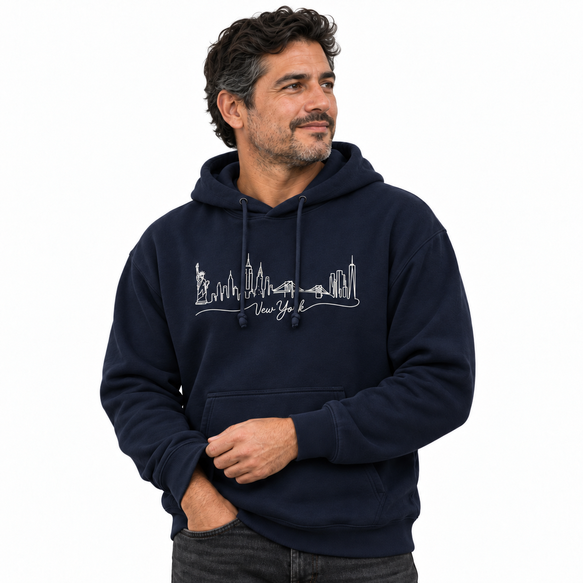 New York Minimalist Skyline Script Hoodie