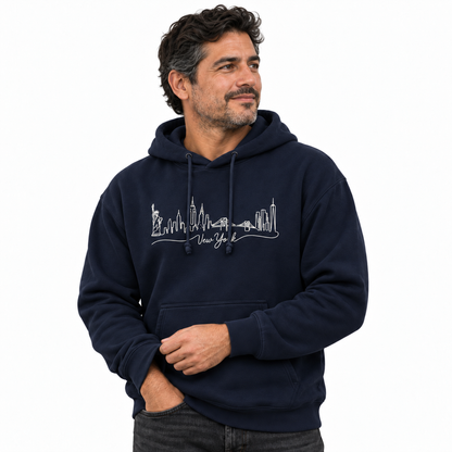 New York Minimalist Skyline Script Hoodie