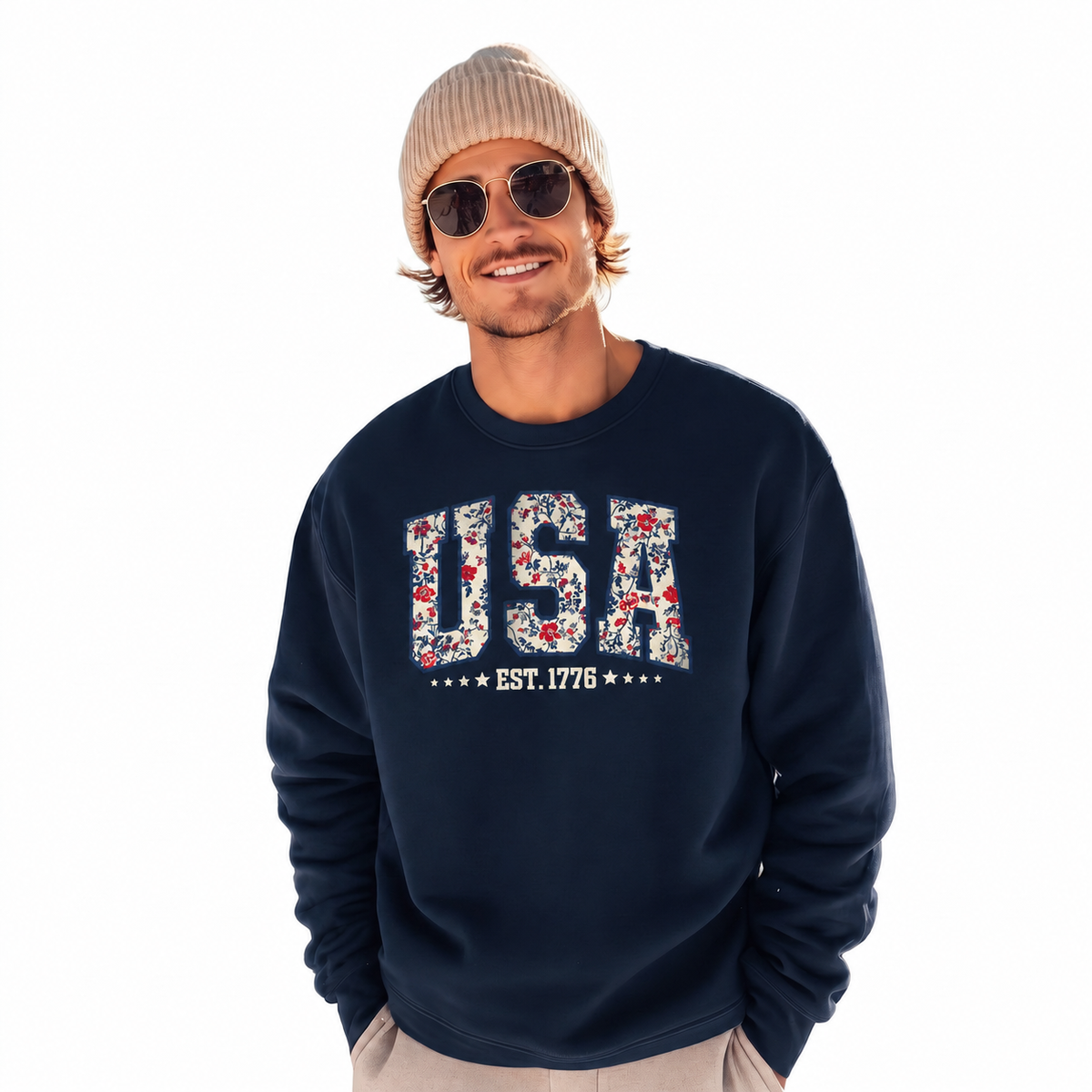 USA Floral Est. 1776 Patriotic Sweatshirt
