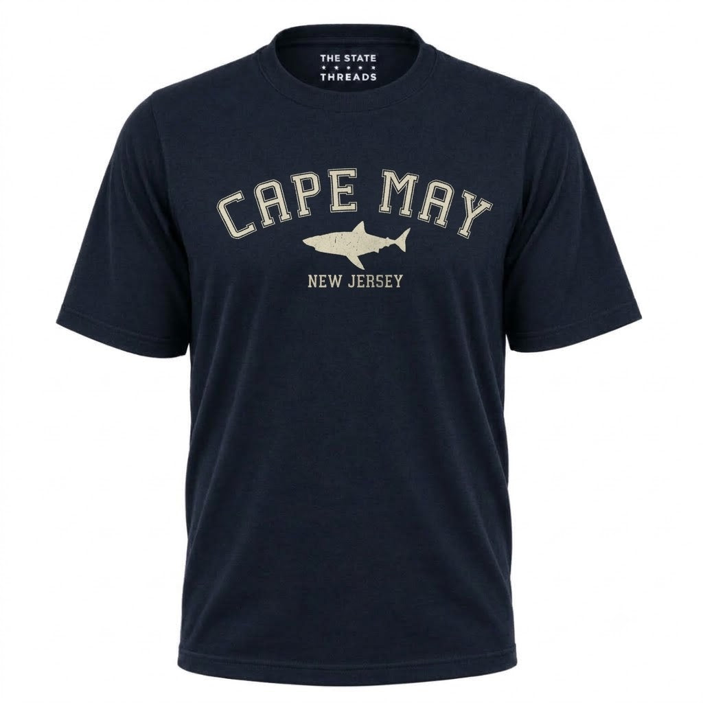 New Jersey Cape May Shark Graphic Coastal Shirt