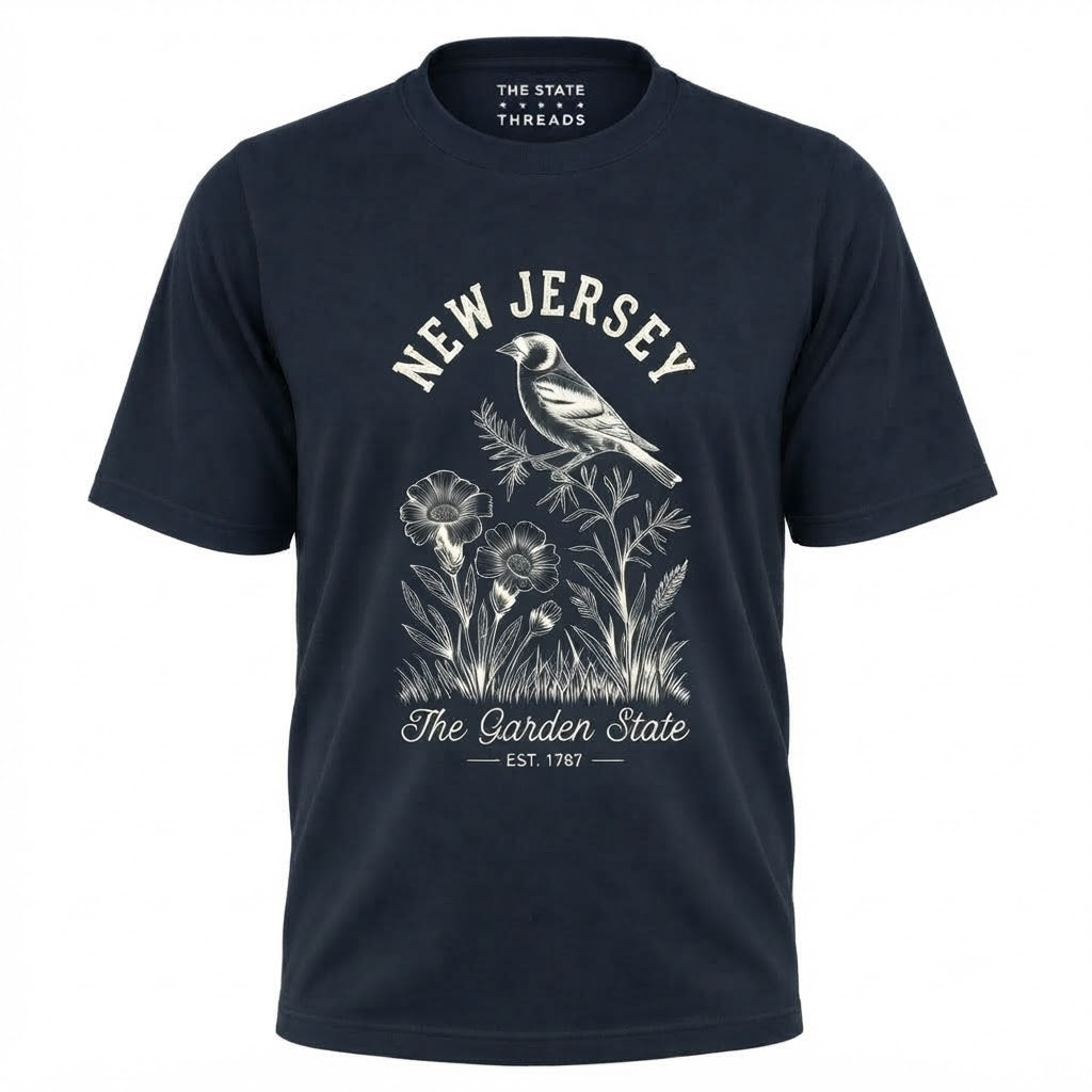 New Jersey Garden State Goldfinch Floral  shirt