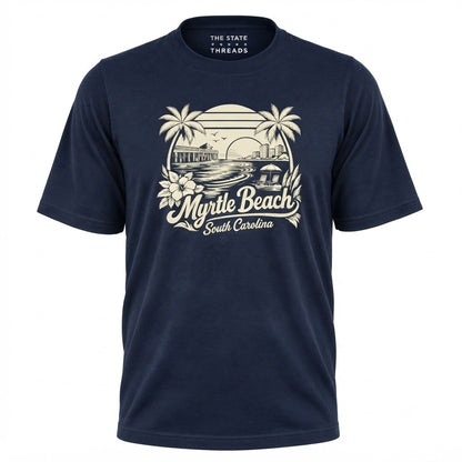 South Carolina Myrtle Beach Retro Coastal Sunset Graphic Shirt