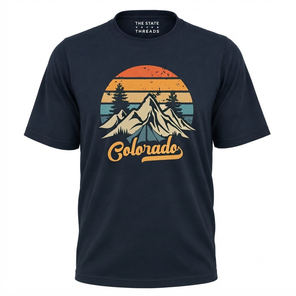 Colorado Retro Mountain Camping Sunset Graphic Shirt