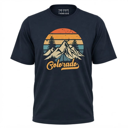 Colorado Retro Mountain Camping Sunset Graphic Shirt