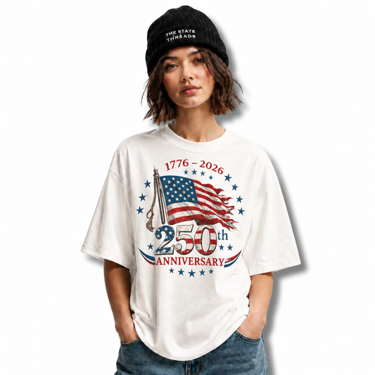 America 250th Anniversary Waving Flag Vintage Patriotic Shirt
