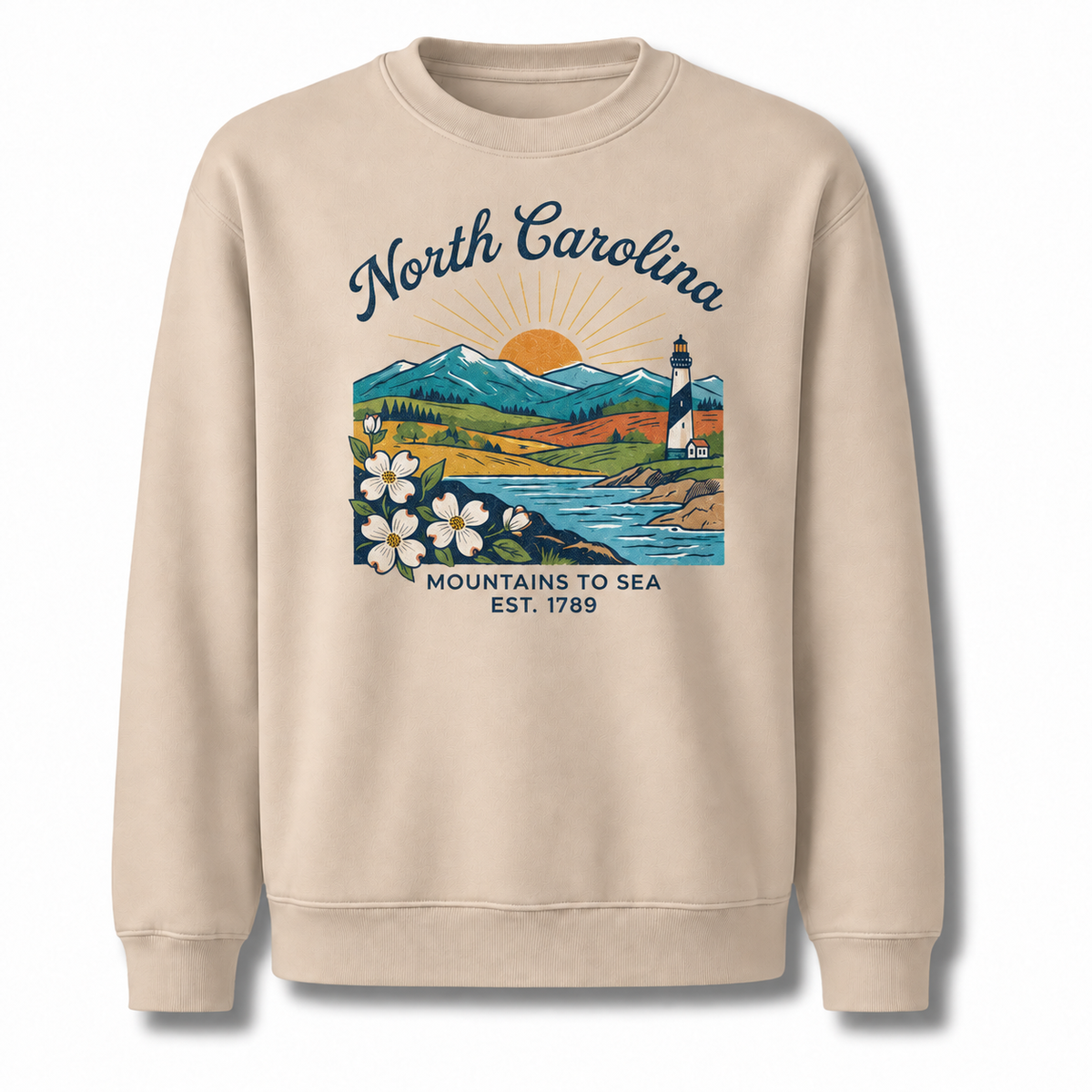 Blue Ridge Mountains North Carolina Nature Scenic Sweatshirt - Sand