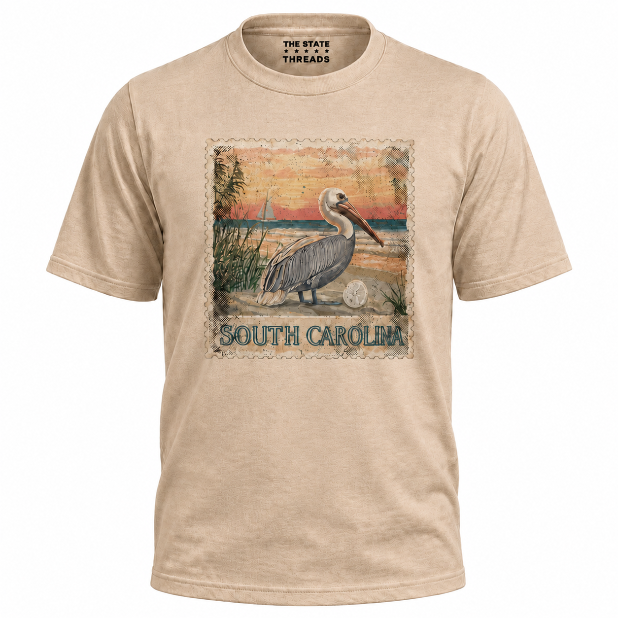 South Carolina Vintage Pelican Beach Stamp Shirt
