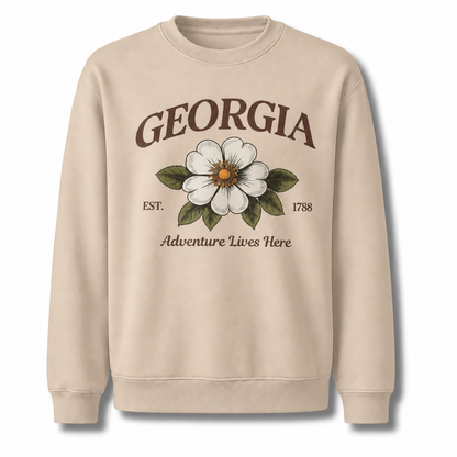 Georgia State Flower Cherokee Rose Adventure Vintage Sweatshirt - Sand
