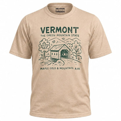 Vermont Green Mountain State Maple Gold Covered Bridge Shirt