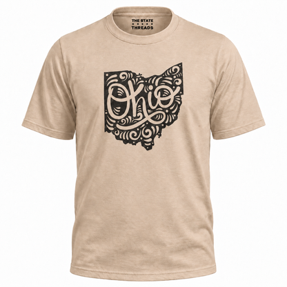 Ohio State Map Mandala Swirl Typography Shirt