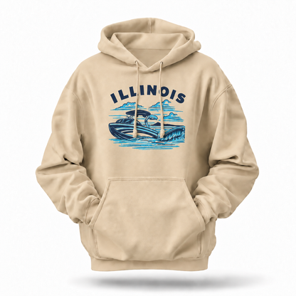 Illinois Speedboat Lake Life Vintage Hoodie
