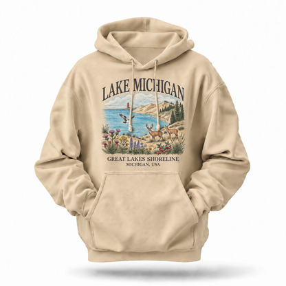 Lake Michigan Great Lakes Shoreline Hoodie