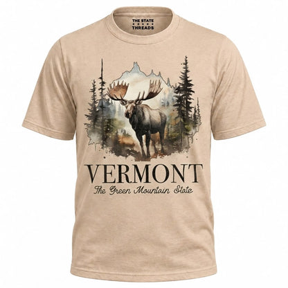 Vermont Watercolor Moose Forest Mountain State Pride Shirt