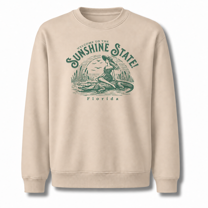 Welcome to Florida Sunshine State Alligator Sweatshirt - Sand