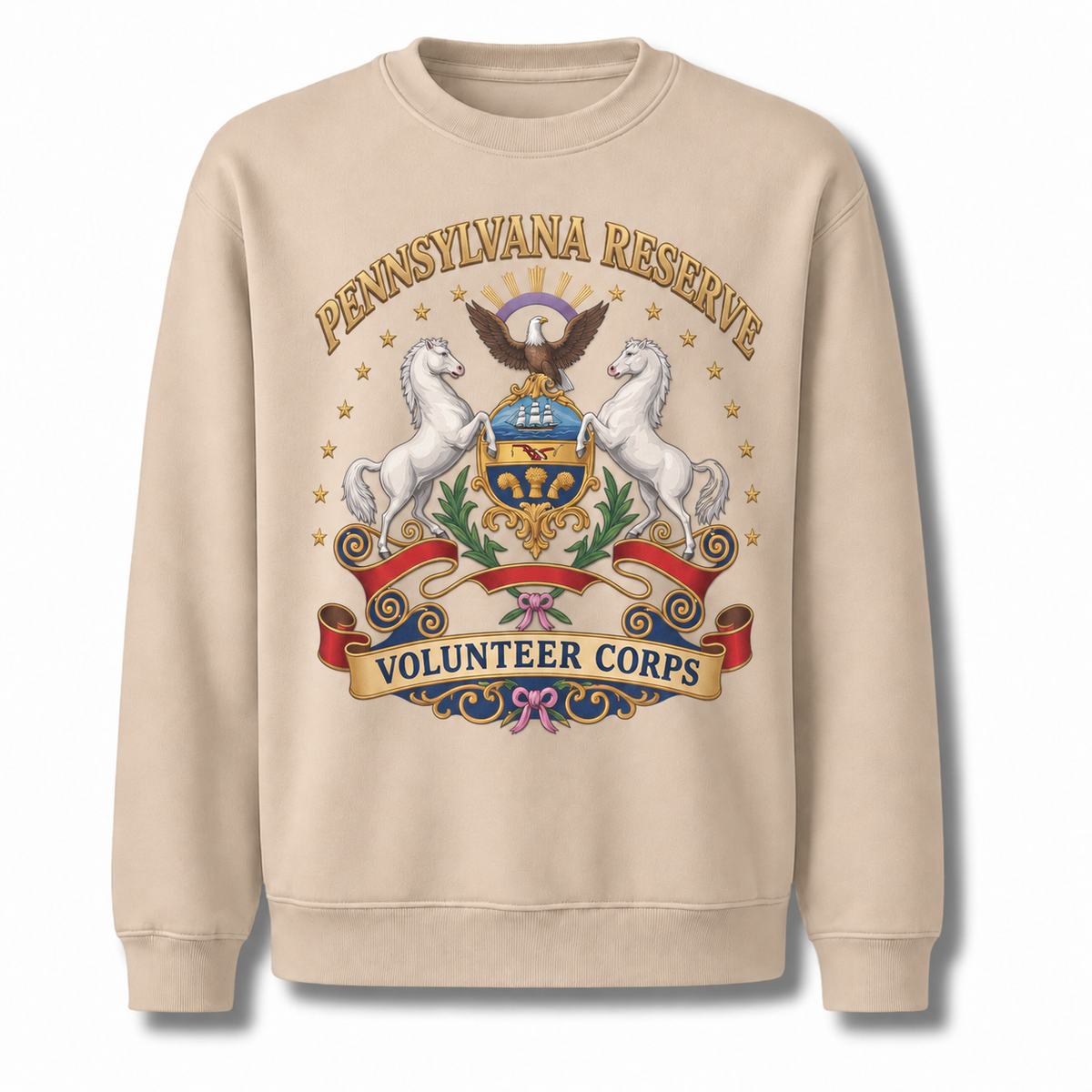 Pennsylvania Reserve Crest Heritage Patriotic Vintage Sweatshirt - Sand