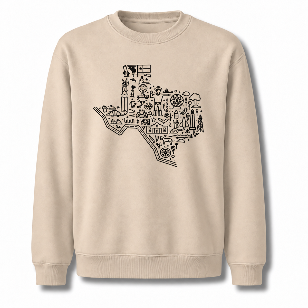 Texas State Silhouette Rustic Hometown Pride Vintage Sweatshirt - Sand