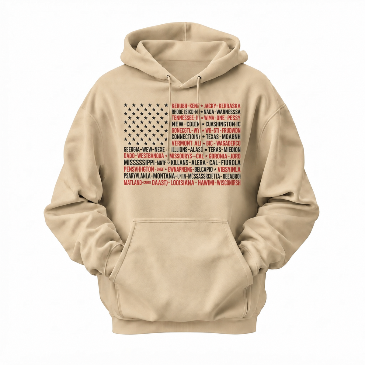 America 50 States Typography Flag Hoodie