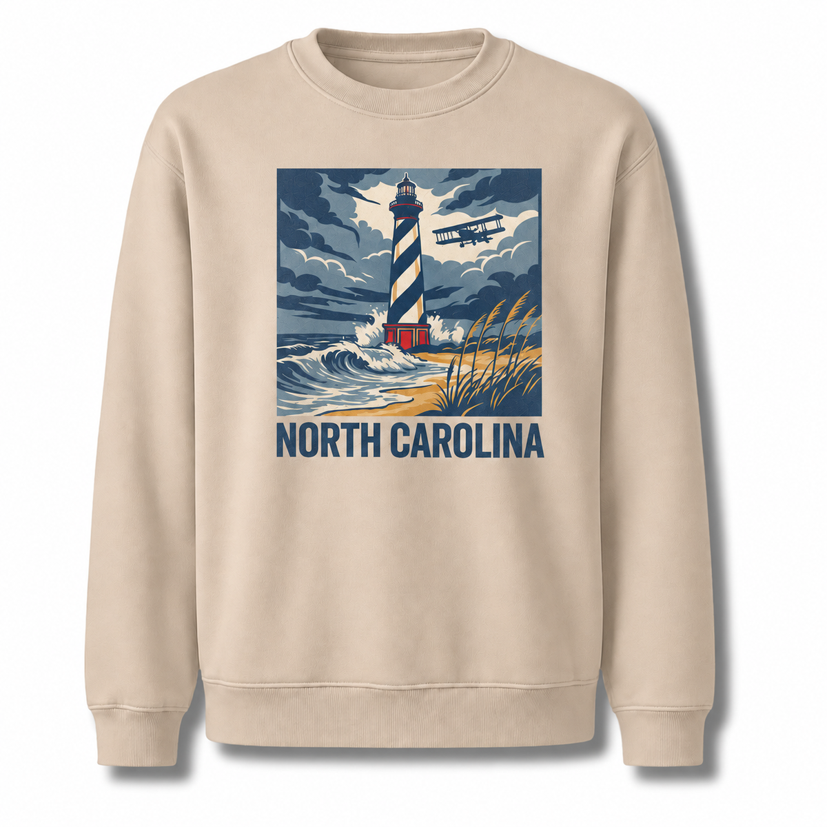 Cape Hatteras Lighthouse North Carolina Coastal Scenic Sweatshirt - Sand
