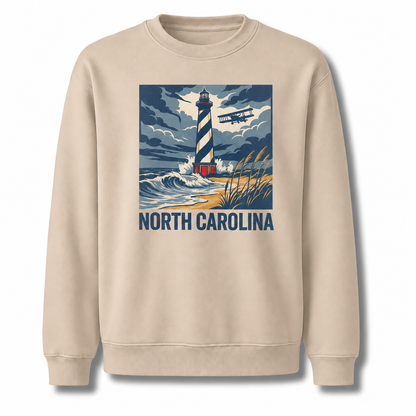 Cape Hatteras Lighthouse North Carolina Coastal Scenic Sweatshirt - Sand