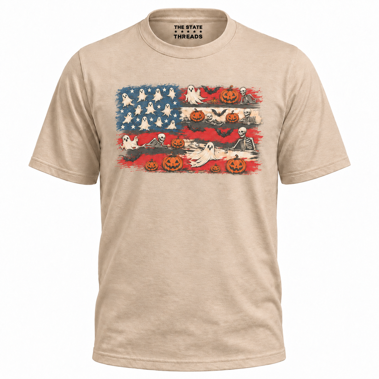 America Halloween Flag Spooky Ghost Pumpkin Shirt