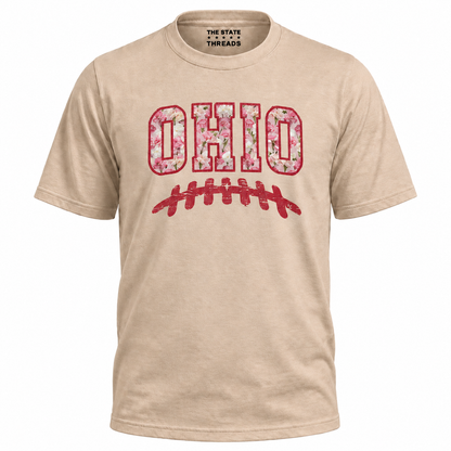 Ohio Carnation Floral Football Game Day Red Shirt