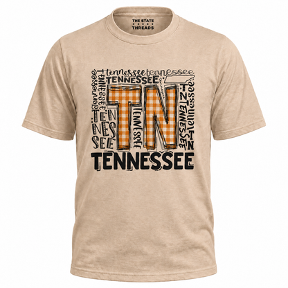Tennessee Orange Checkerboard TN Typography Shirt