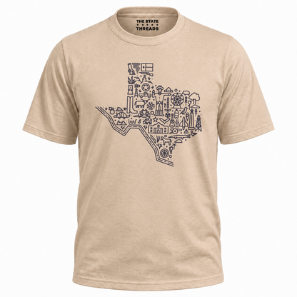 Texas Hand Drawn Map Line Art Shirt