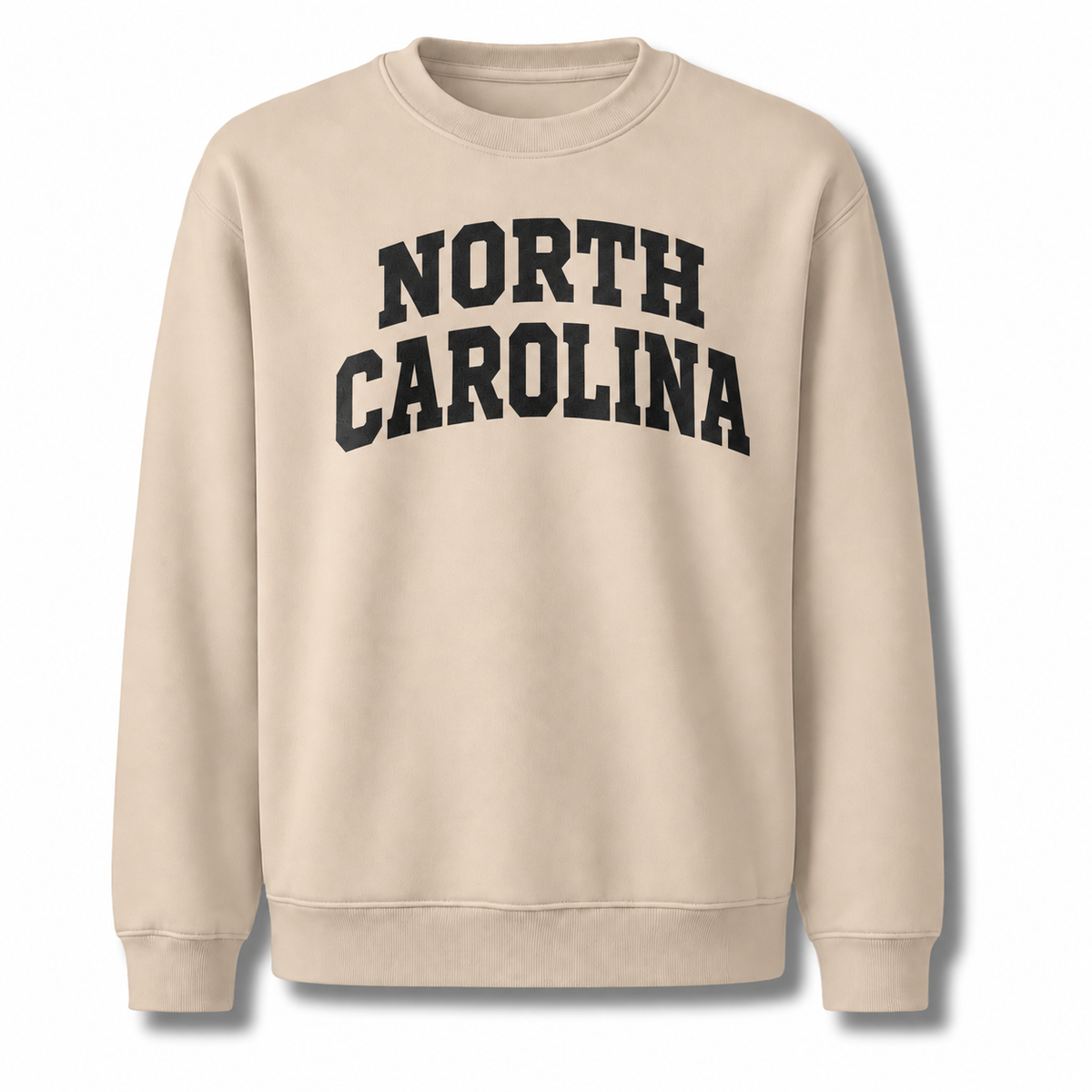 North Carolina Collegiate Arched Block Lettering Retro Sweatshirt - Sand