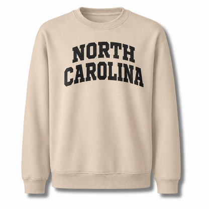 North Carolina Collegiate Arched Block Lettering Retro Sweatshirt - Sand