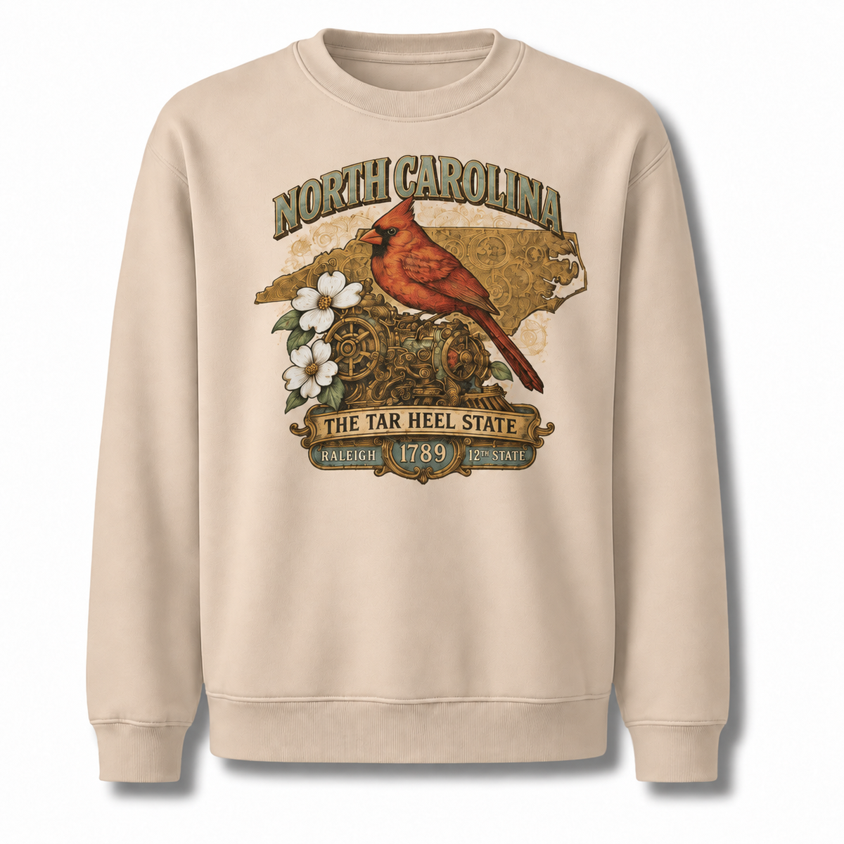 North Carolina Vintage Heritage State Pride Crest Sweatshirt - Sand